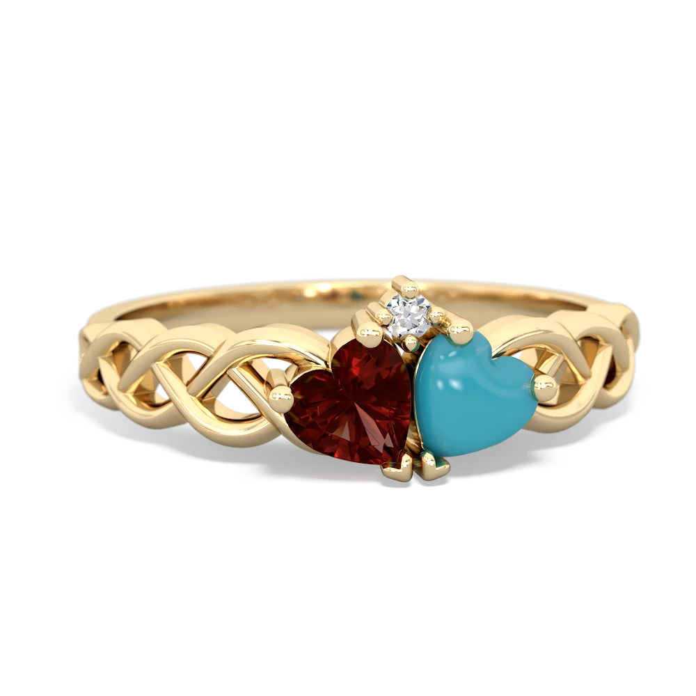 Garnet Heart To Heart Braid 14K Yellow Gold ring R5870