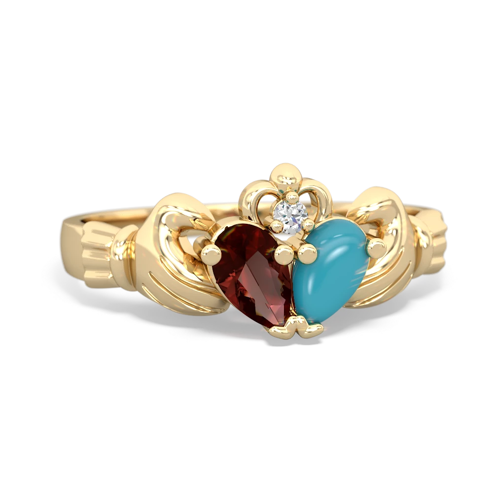 Garnet 'Our Heart' Claddagh 14K Yellow Gold ring R2388