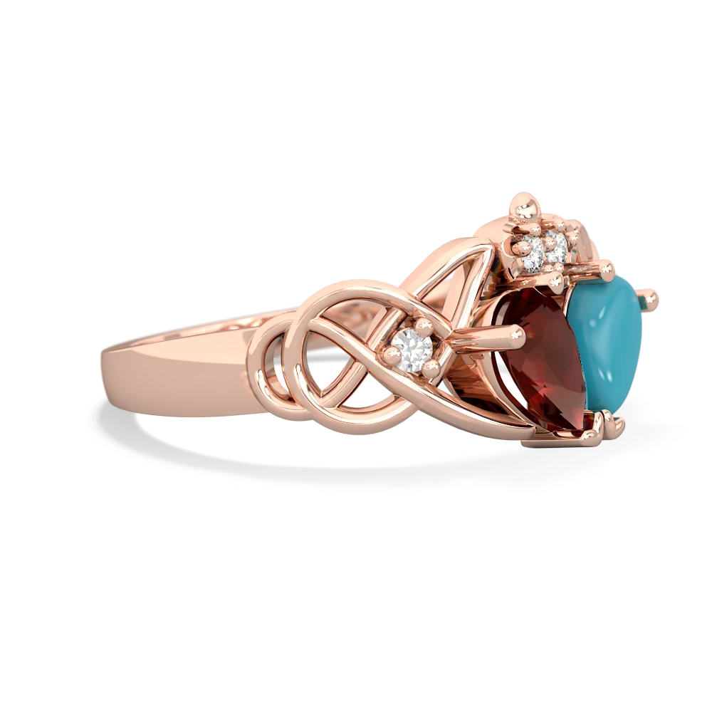 Garnet 'One Heart' Celtic Knot Claddagh 14K Rose Gold ring R5322