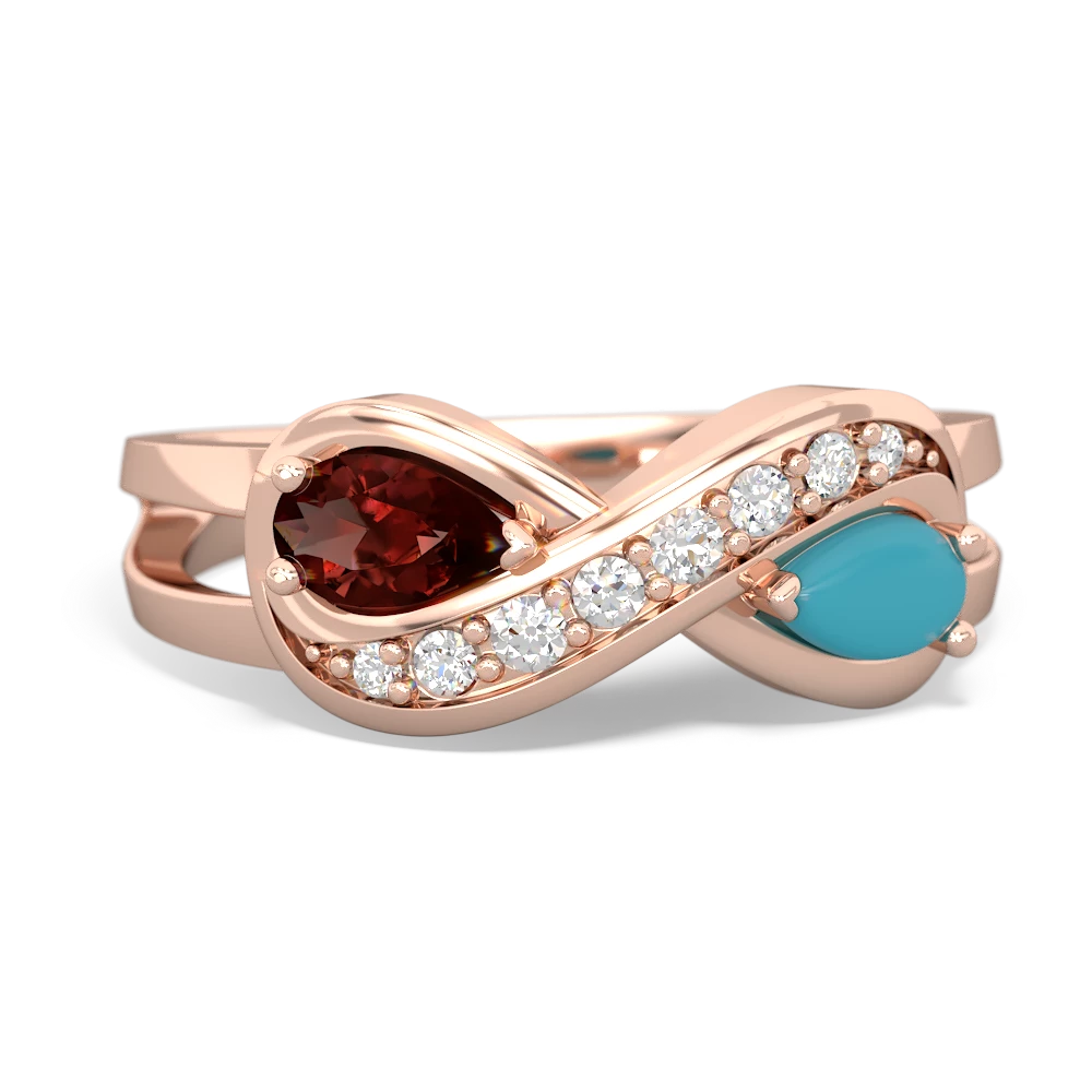 Garnet Diamond Infinity 14K Rose Gold ring R5390