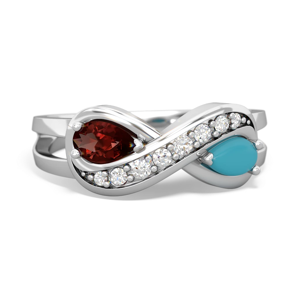 Garnet Diamond Infinity 14K White Gold ring R5390