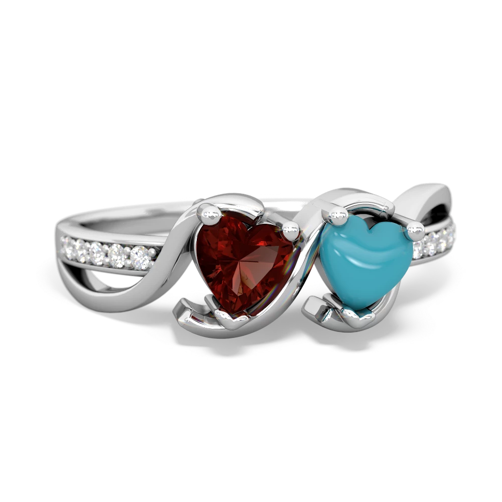 Garnet Side By Side 14K White Gold ring R3090