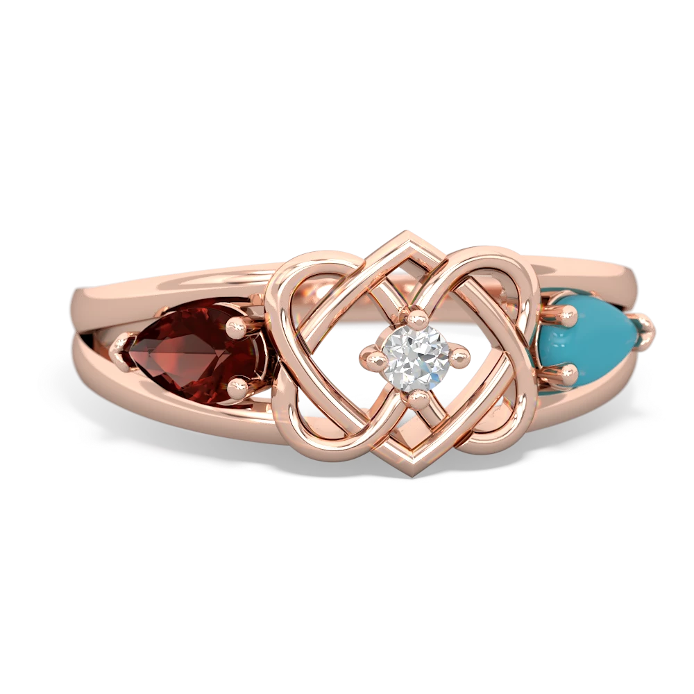 Garnet Hearts Intertwined 14K Rose Gold ring R5880
