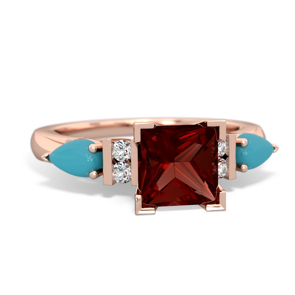 Garnet 6Mm Princess Eternal Embrace Engagement 14K Rose Gold ring C2002