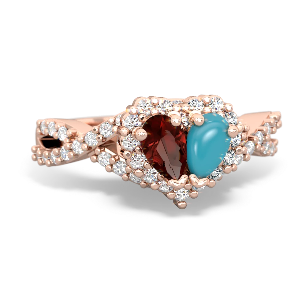 Garnet Diamond Twist 'One Heart' 14K Rose Gold ring R2640HRT