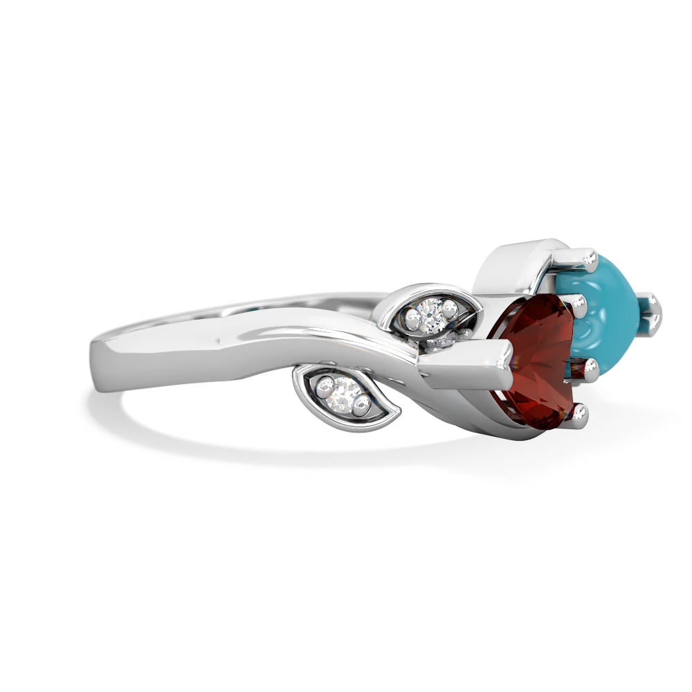 Garnet Floral Elegance 14K White Gold ring R5790