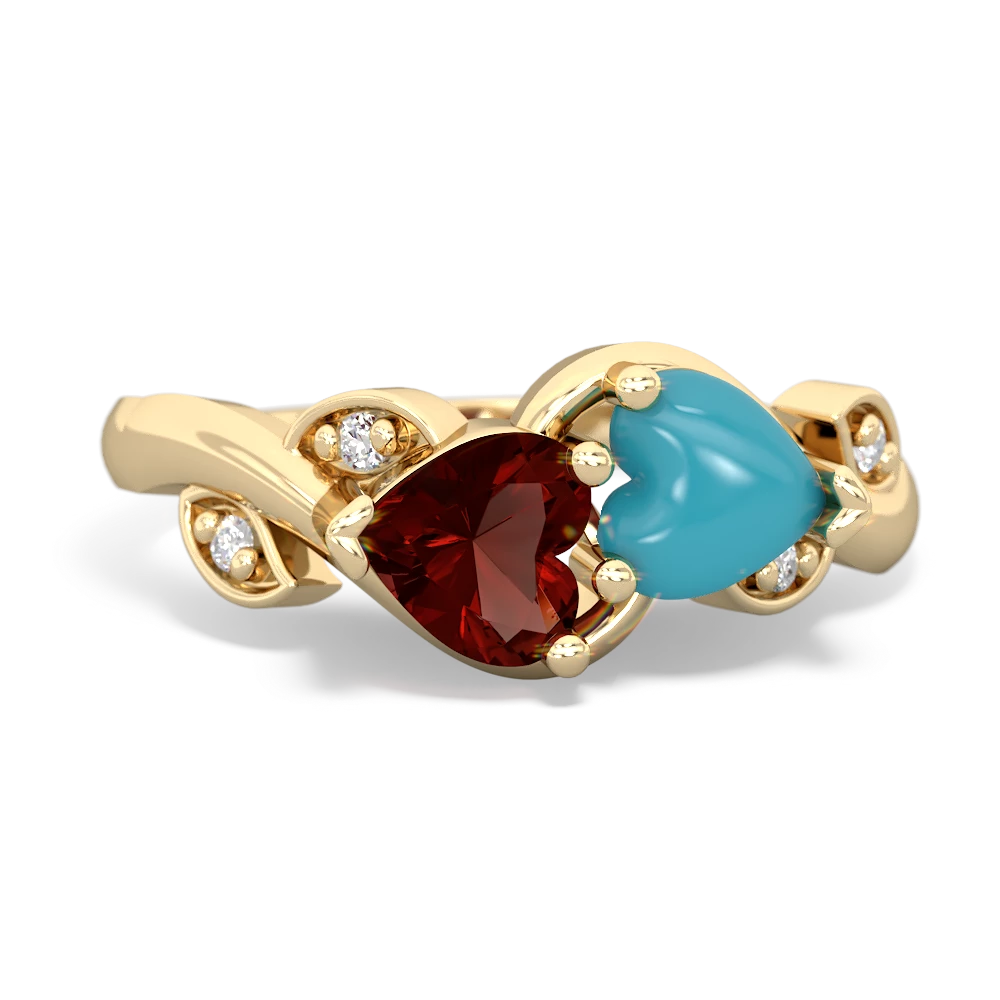 Garnet Floral Elegance 14K Yellow Gold ring R5790