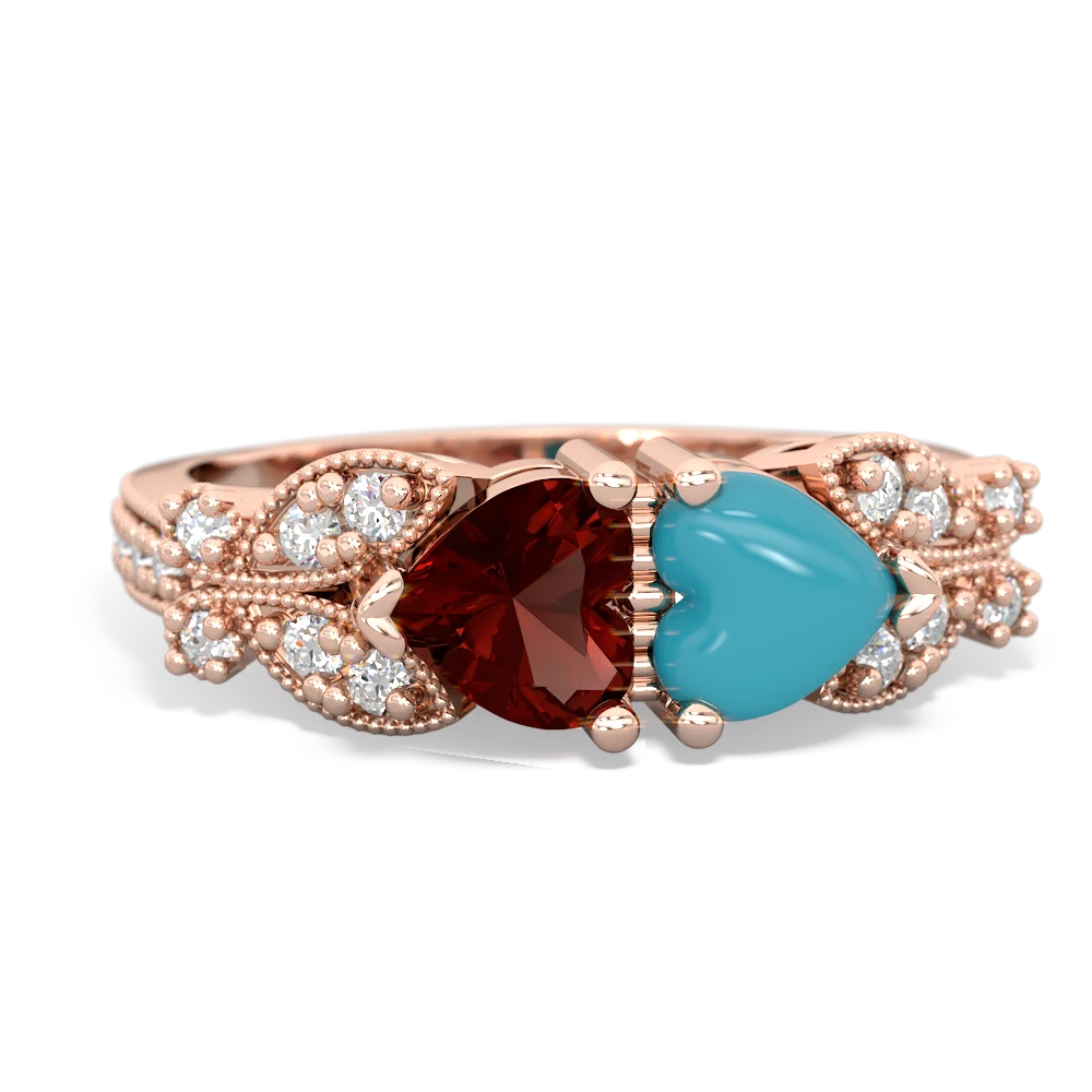 Garnet Diamond Butterflies 14K Rose Gold ring R5601