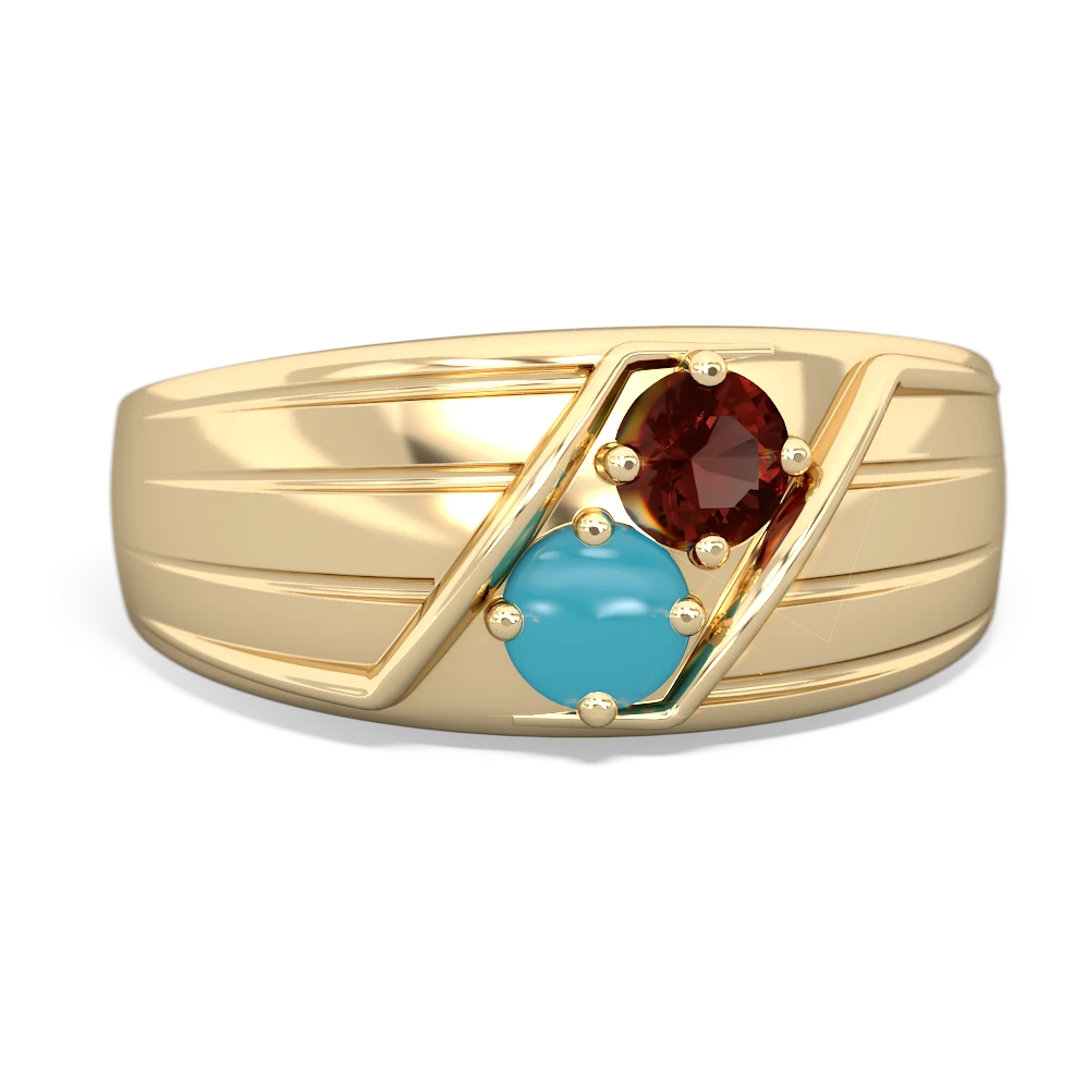 Garnet Men's Streamline 14K Yellow Gold ring R0460