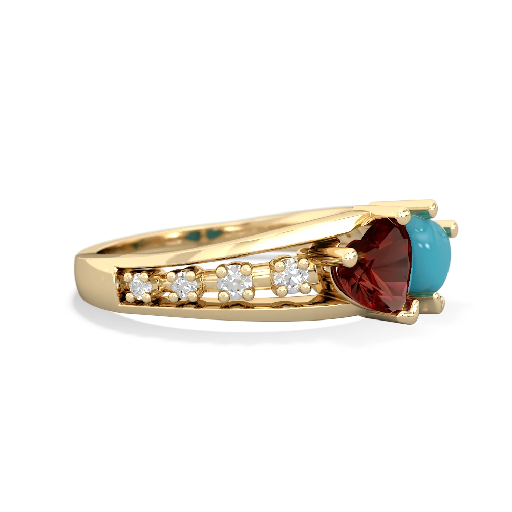 Garnet Heart To Heart 14K Yellow Gold ring R3342