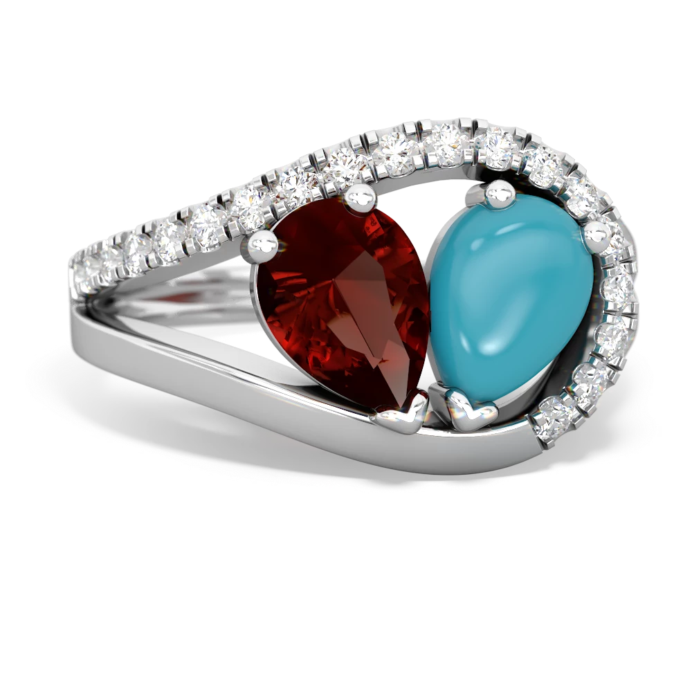 Garnet Nestled Heart Keepsake 14K White Gold ring R5650