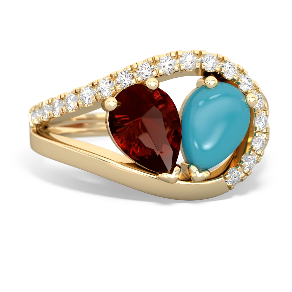 Garnet Nestled Heart Keepsake 14K Yellow Gold ring R5650