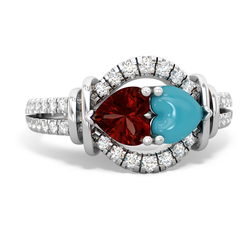 Garnet Art-Deco Keepsake 14K White Gold ring R5630