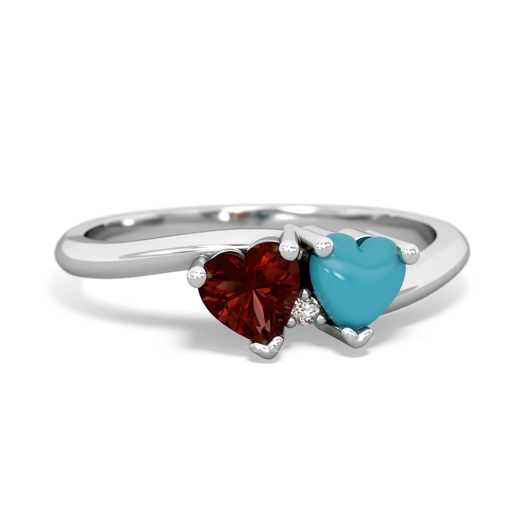 Garnet Sweethearts 14K White Gold ring R5260