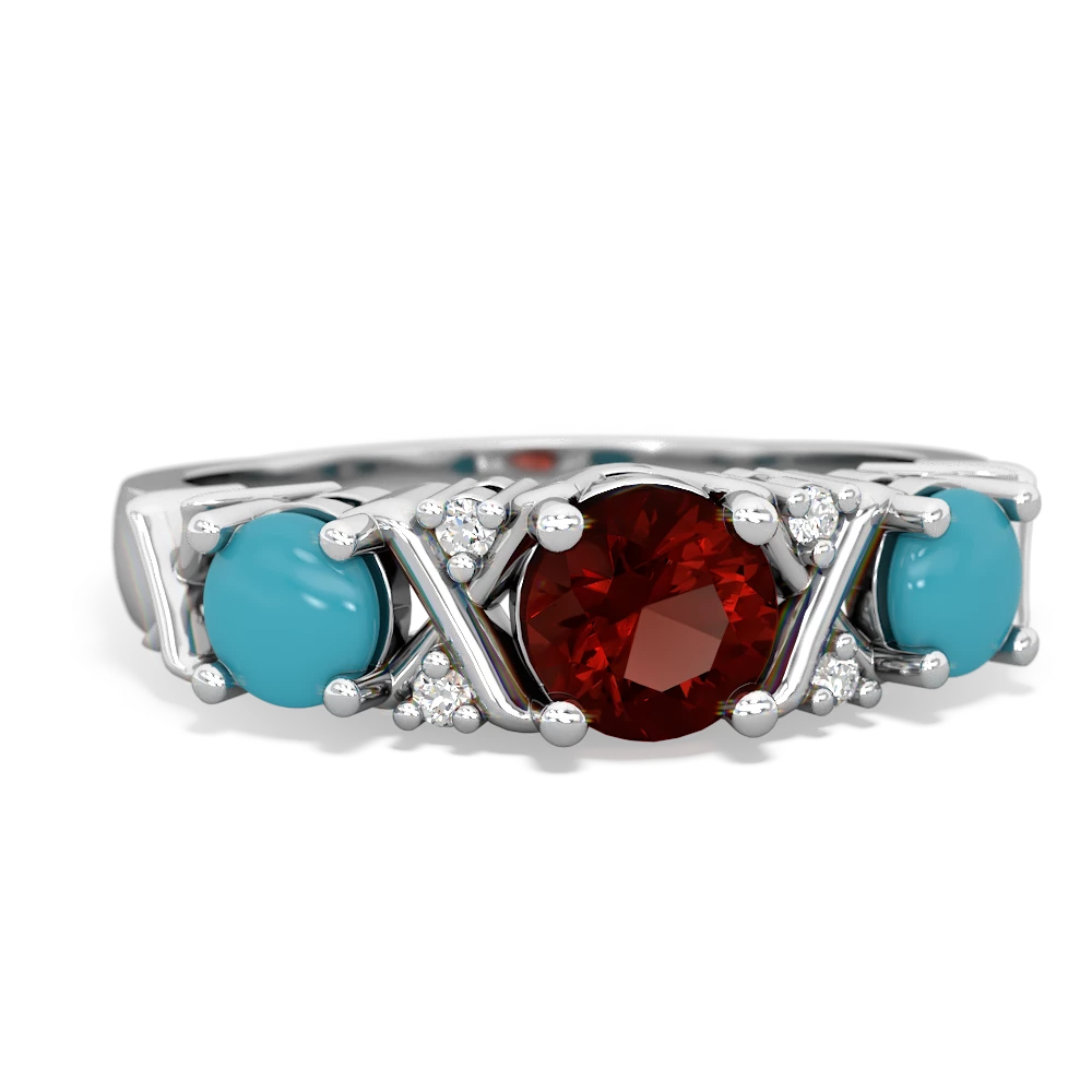 Garnet Hugs And Kisses 14K White Gold ring R5016