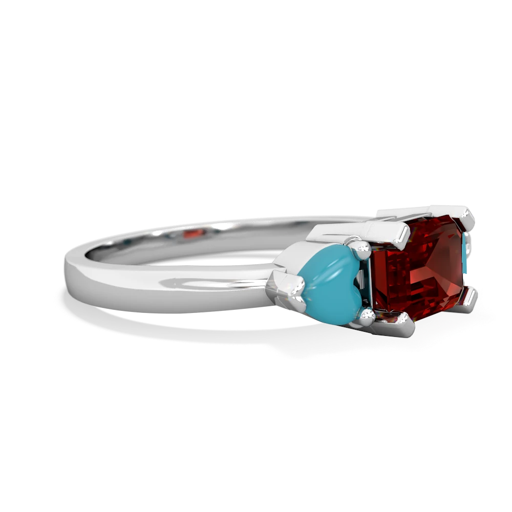 Garnet Three Stone 14K White Gold ring R5235