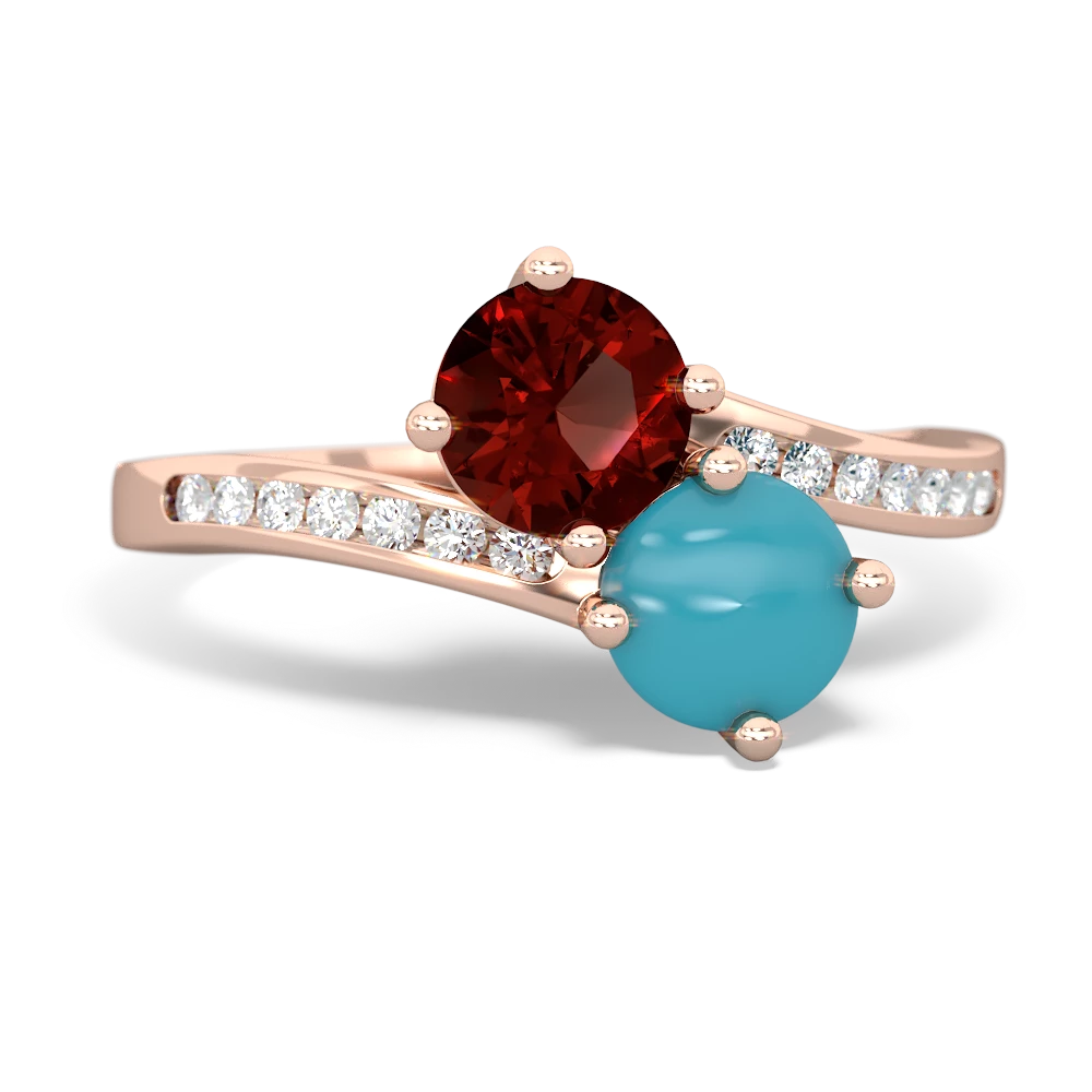 Garnet Channel Set Two Stone 14K Rose Gold ring R5303