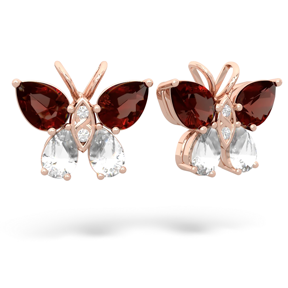 Garnet Butterfly 14K Rose Gold earrings E2215