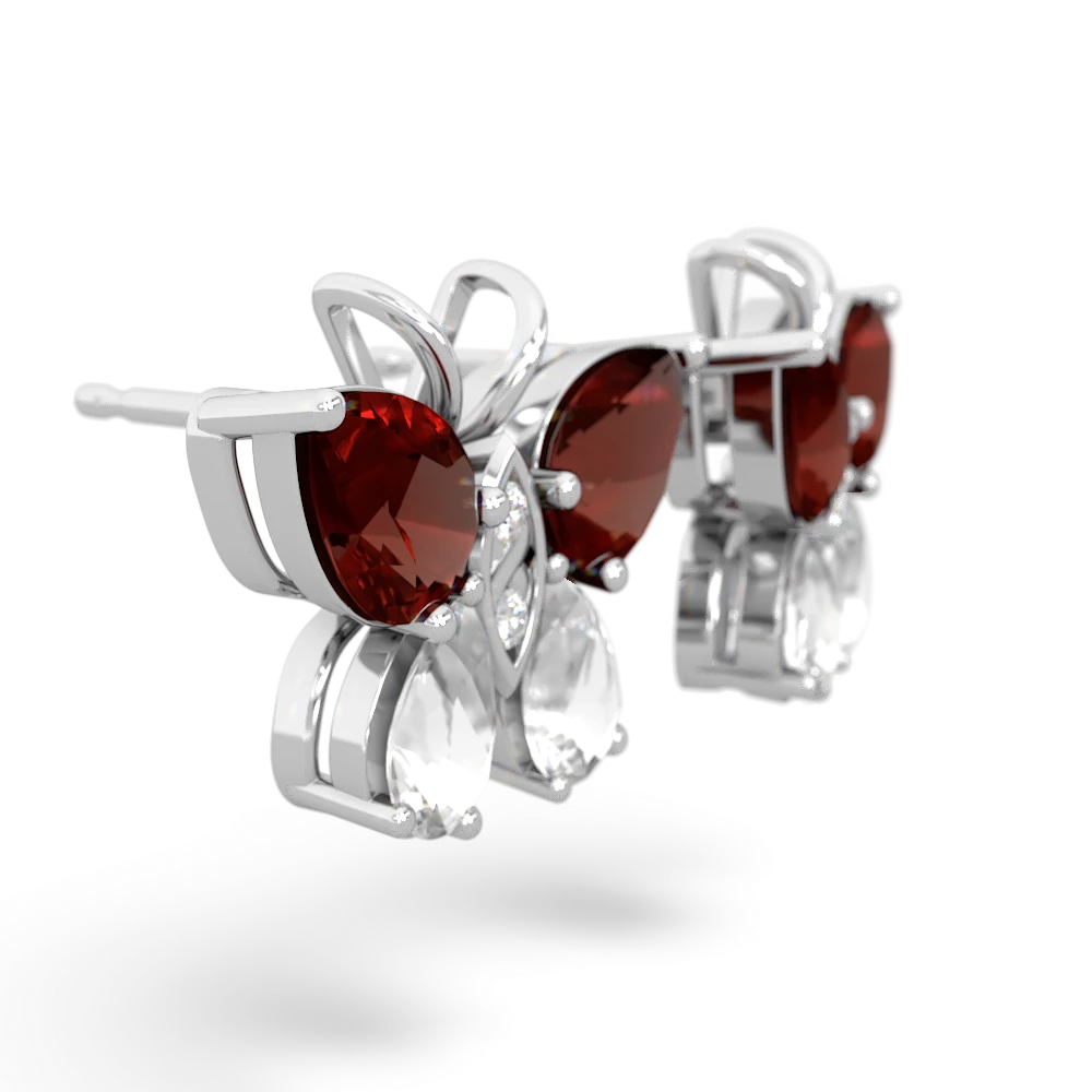 Garnet Butterfly 14K White Gold earrings E2215