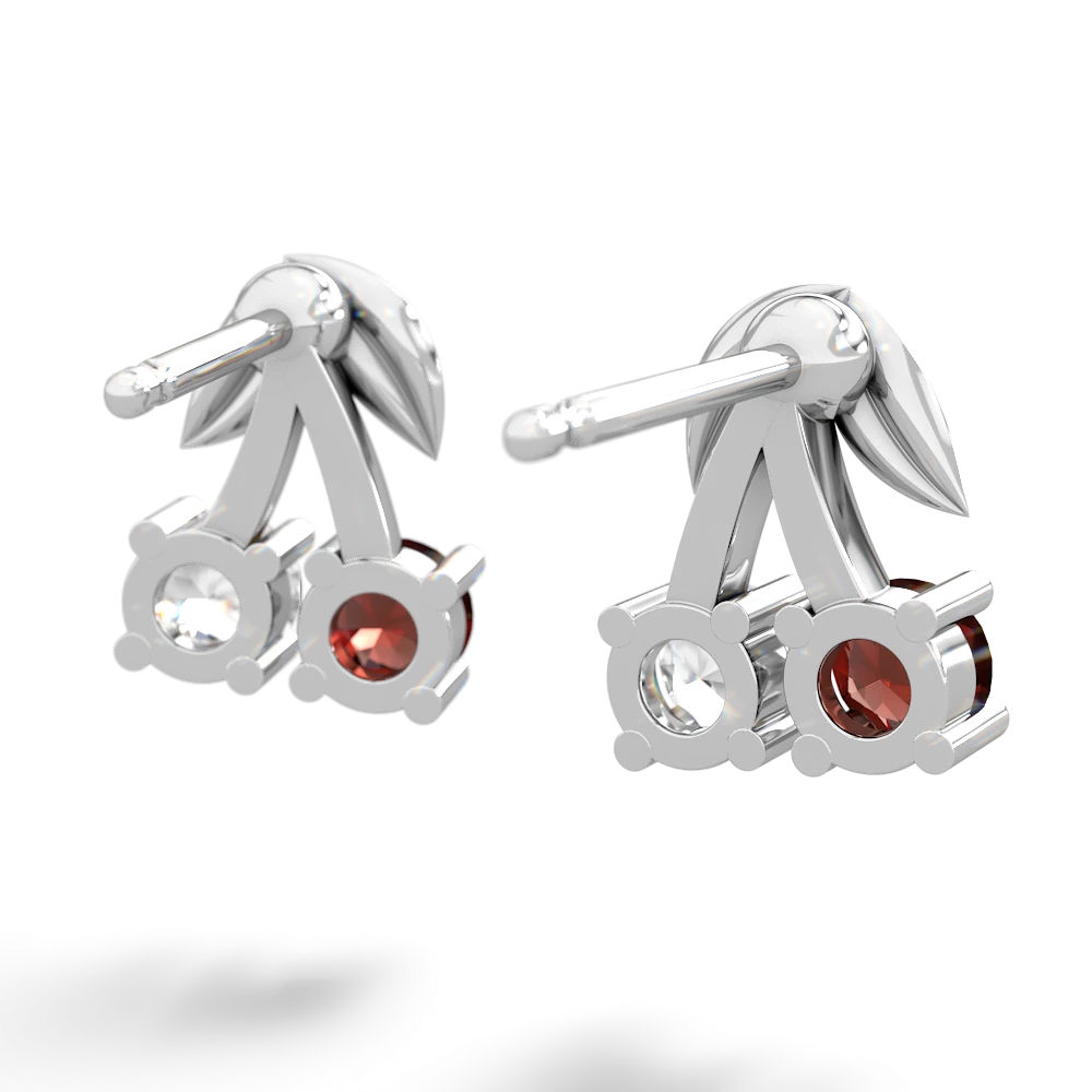 Garnet Sweet Cherries 14K White Gold earrings E7001