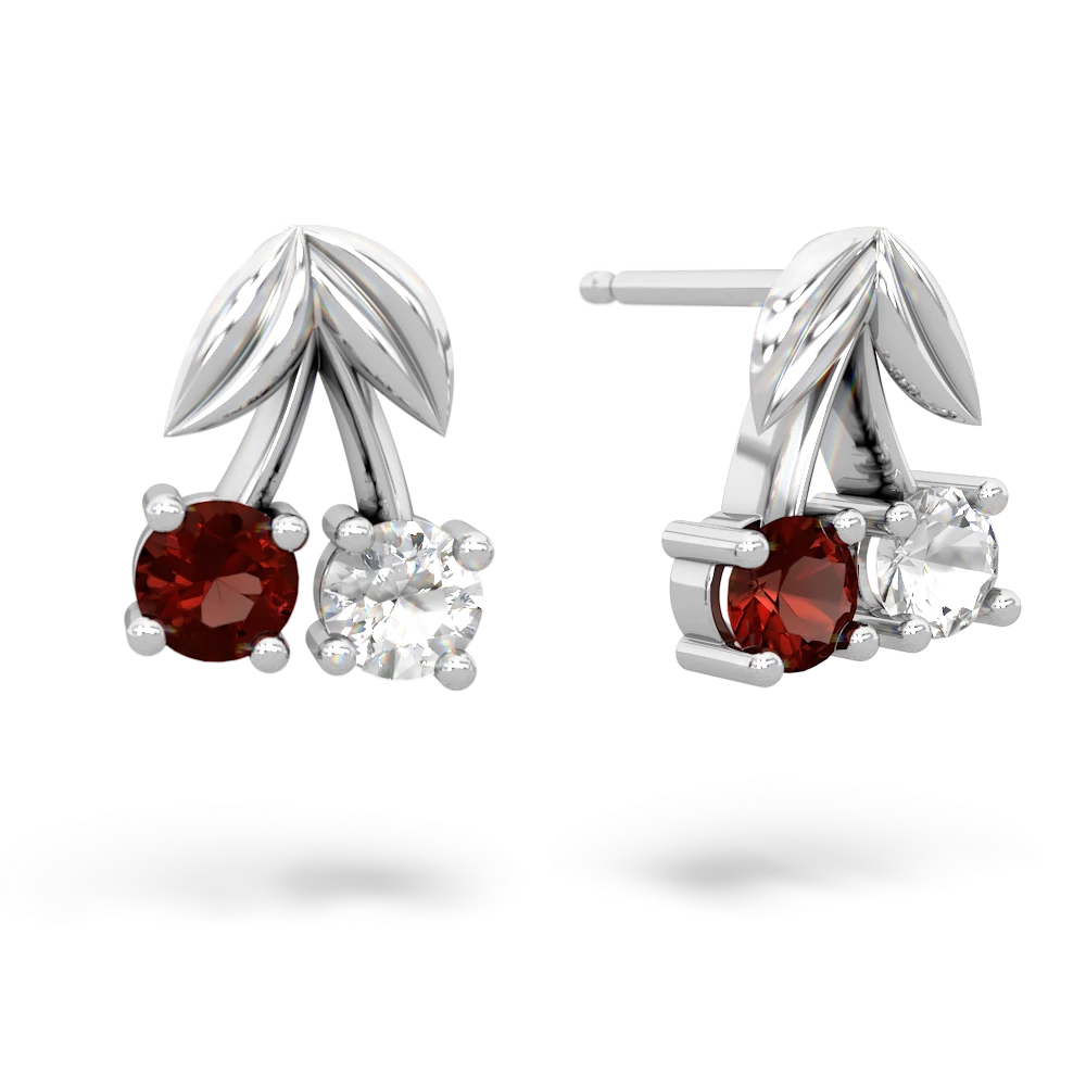 Garnet Sweet Cherries 14K White Gold earrings E7001