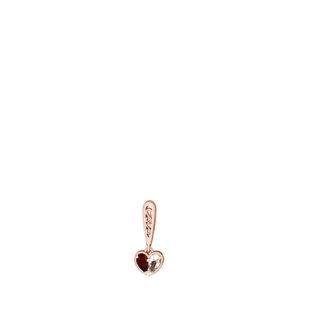 Garnet Filligree Heart 14K Rose Gold earrings E5070