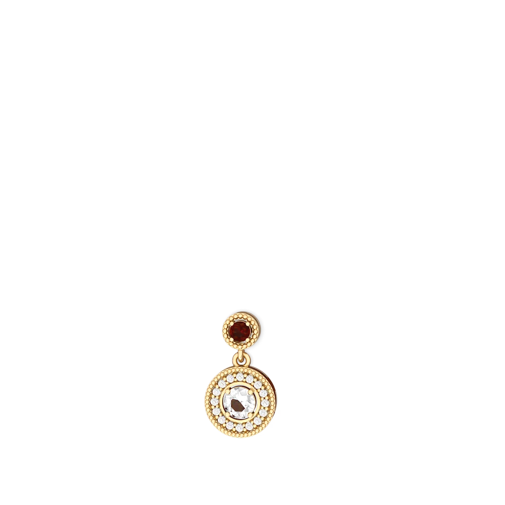 Garnet Halo Dangle 14K Yellow Gold earrings E5319