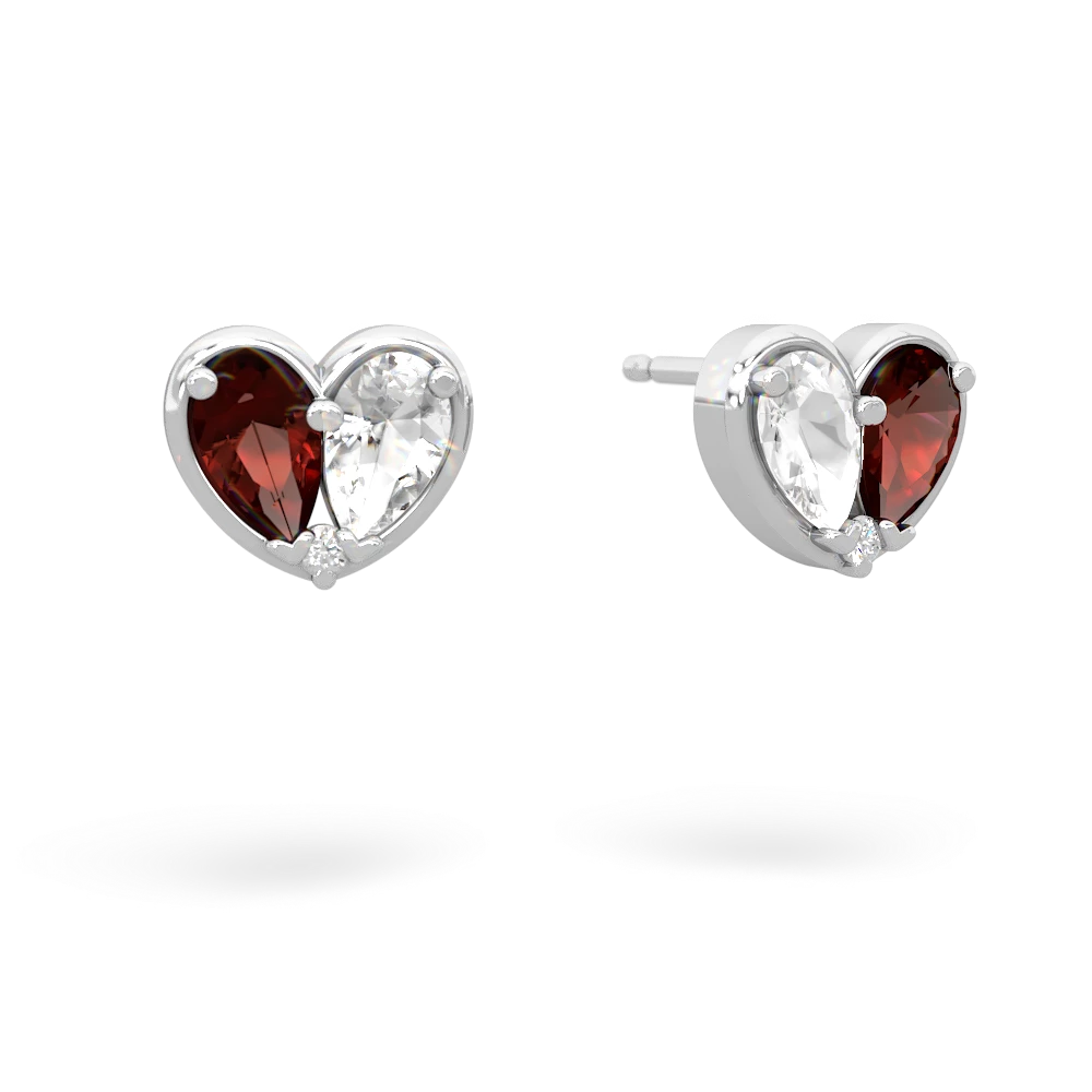 Garnet 'Our Heart' 14K White Gold earrings E5072