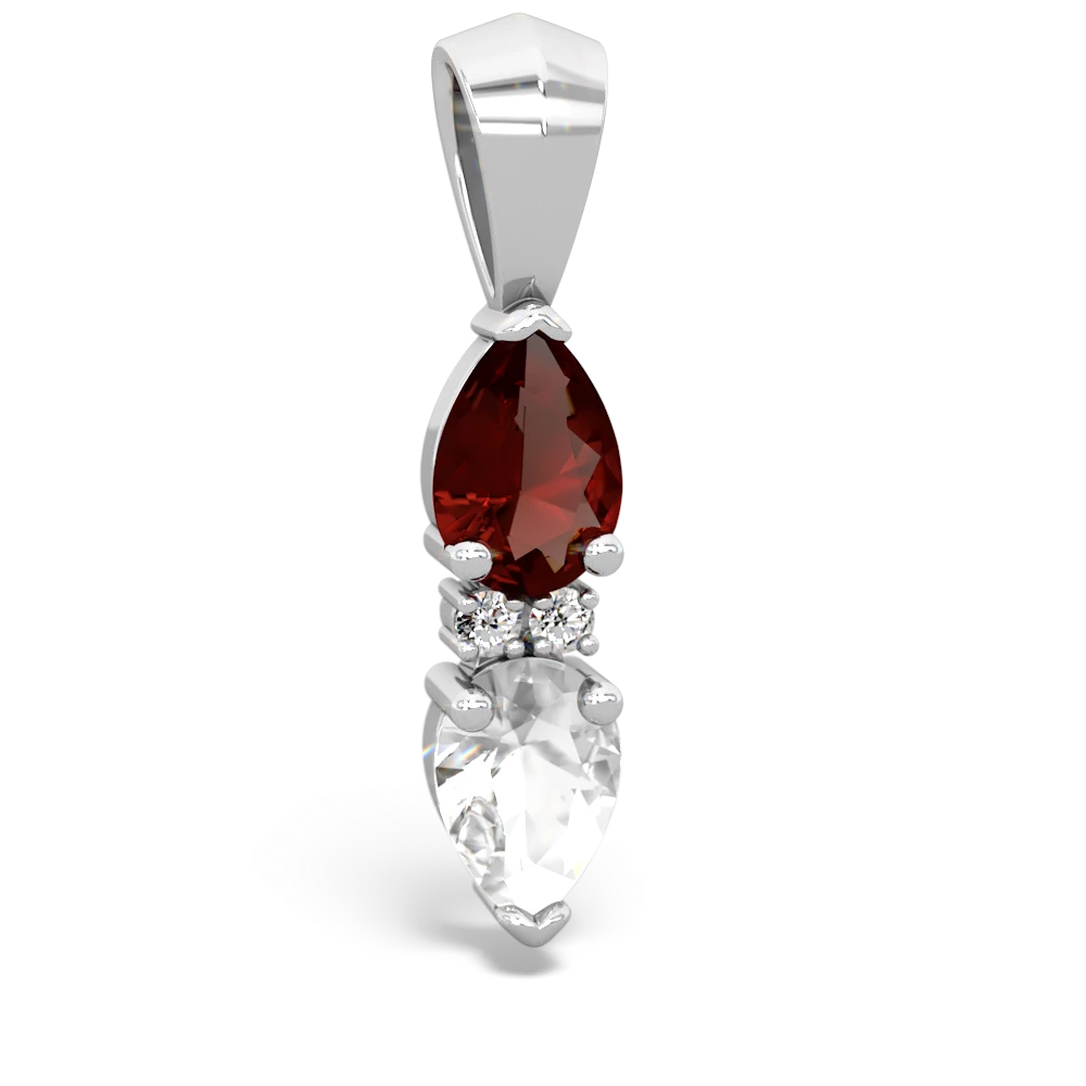 Garnet Bowtie Drop 14K White Gold pendant P0865
