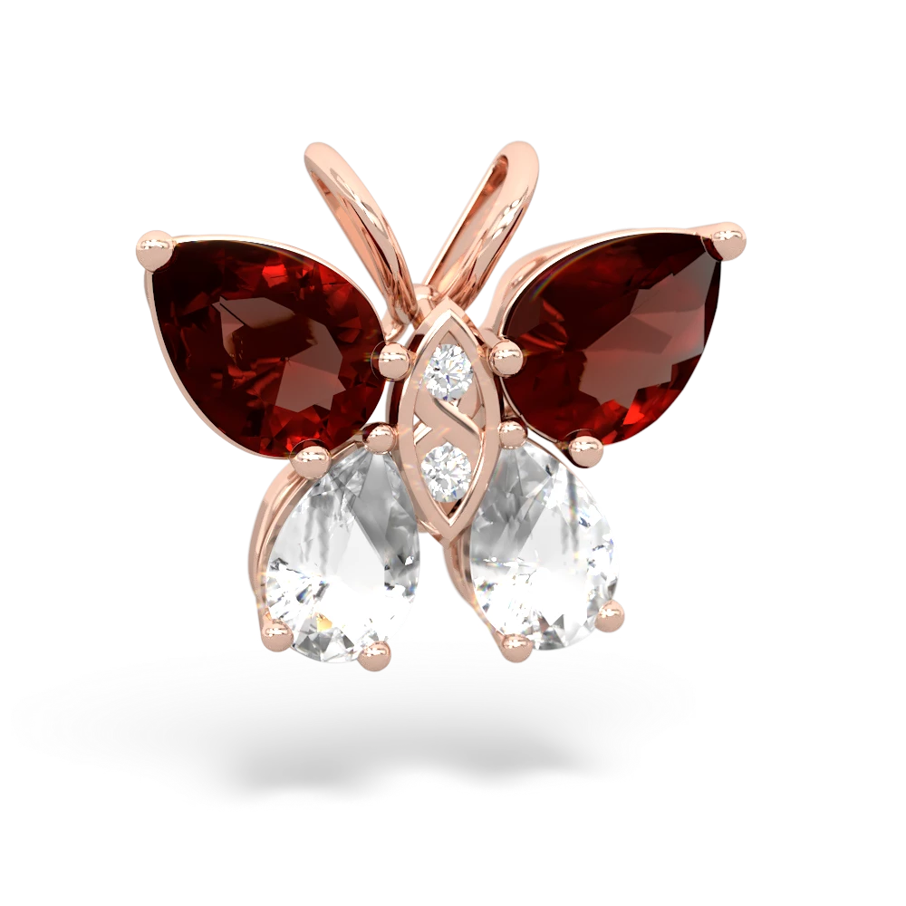 Garnet Butterfly 14K Rose Gold pendant P2215