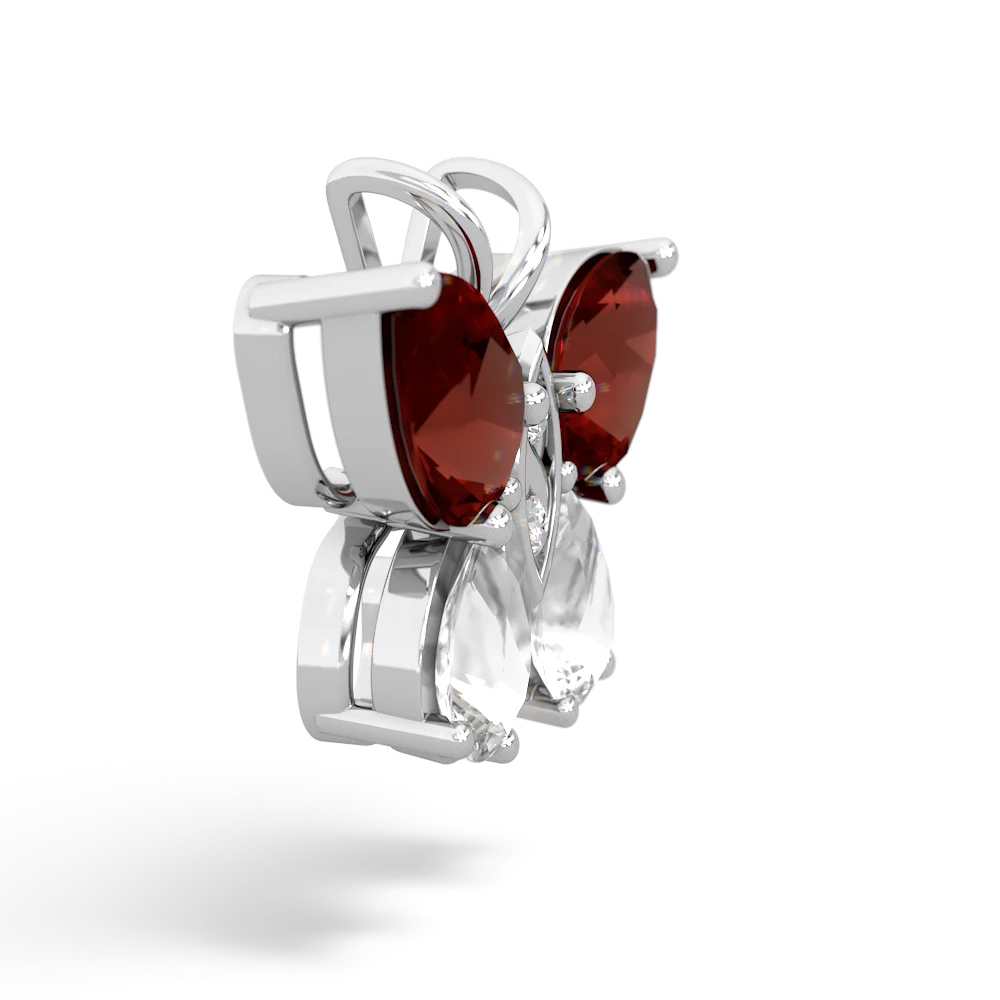 Garnet Butterfly 14K White Gold pendant P2215