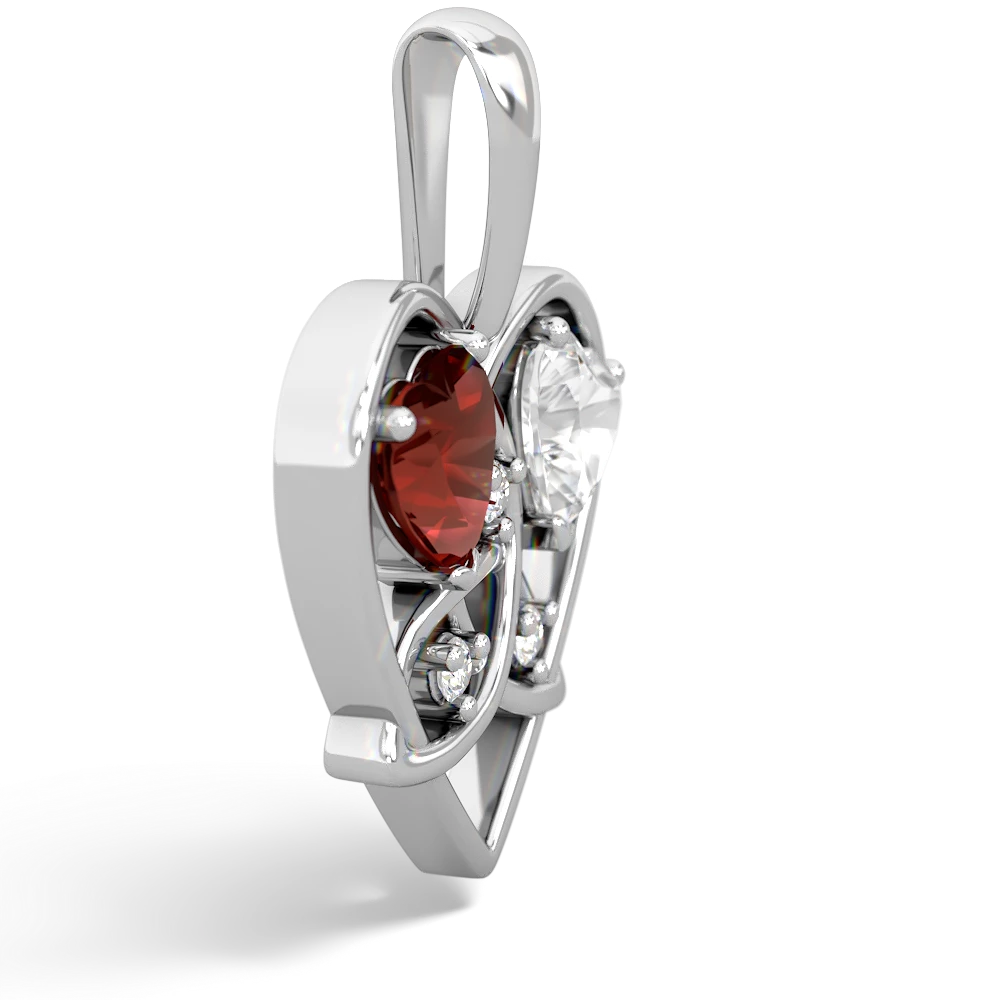 Garnet Celtic Trinity Heart 14K White Gold pendant P5331