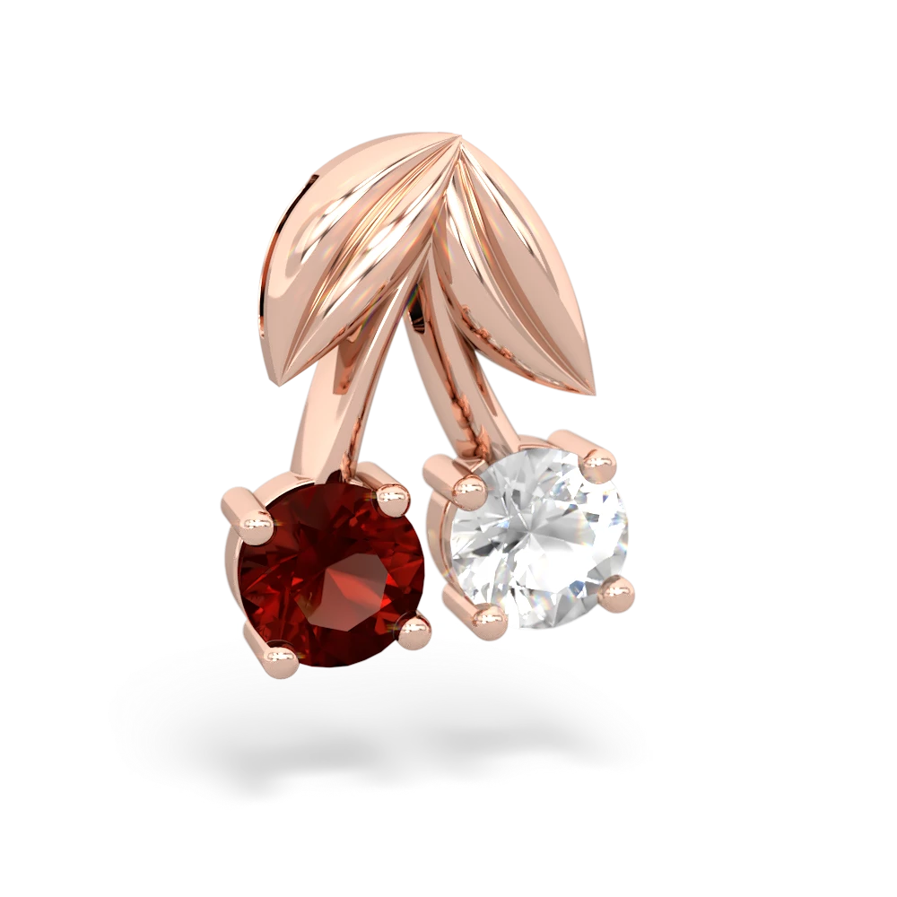 Garnet Sweet Cherries 14K Rose Gold pendant P7001