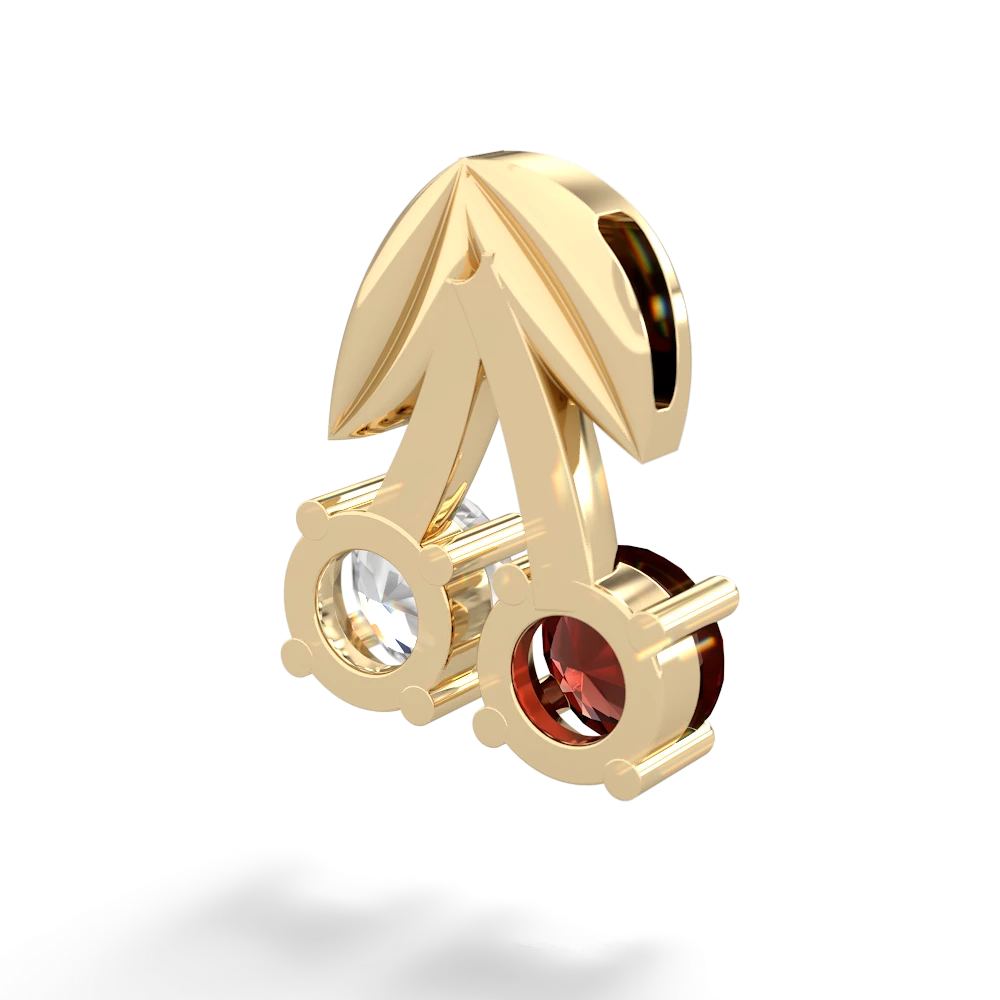 Garnet Sweet Cherries 14K Yellow Gold pendant P7001