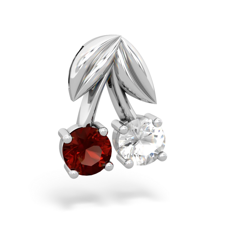 Garnet Sweet Cherries 14K White Gold pendant P7001