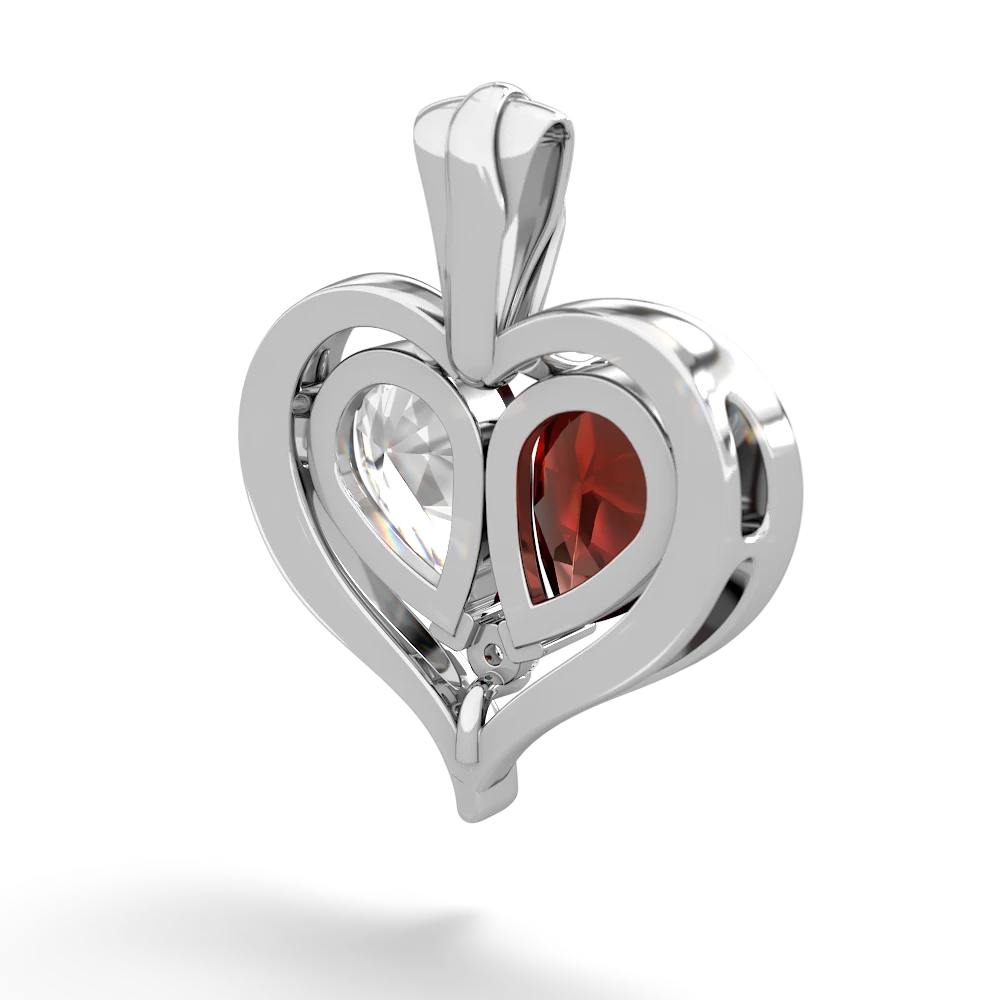 Garnet Two Become One 14K White Gold pendant P5330