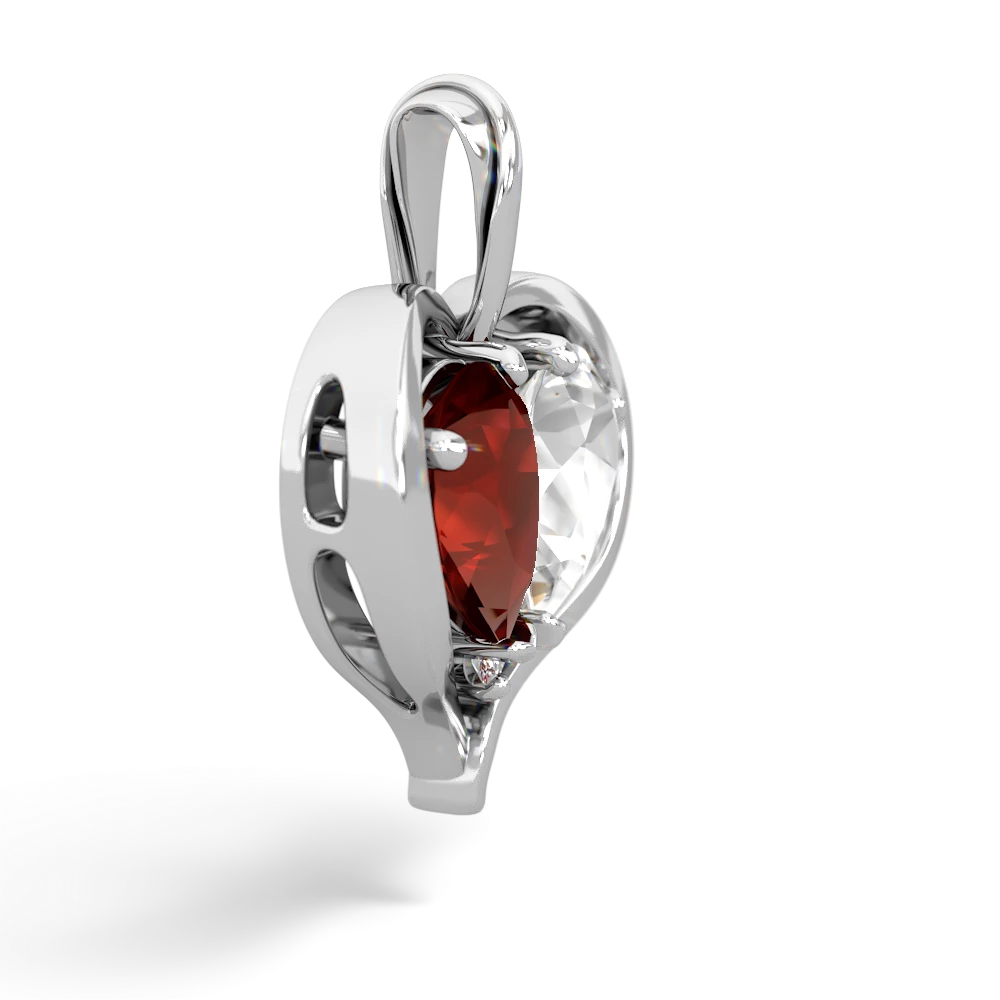 Garnet Two Become One 14K White Gold pendant P5330