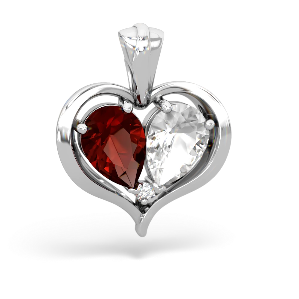 Garnet Two Become One 14K White Gold pendant P5330