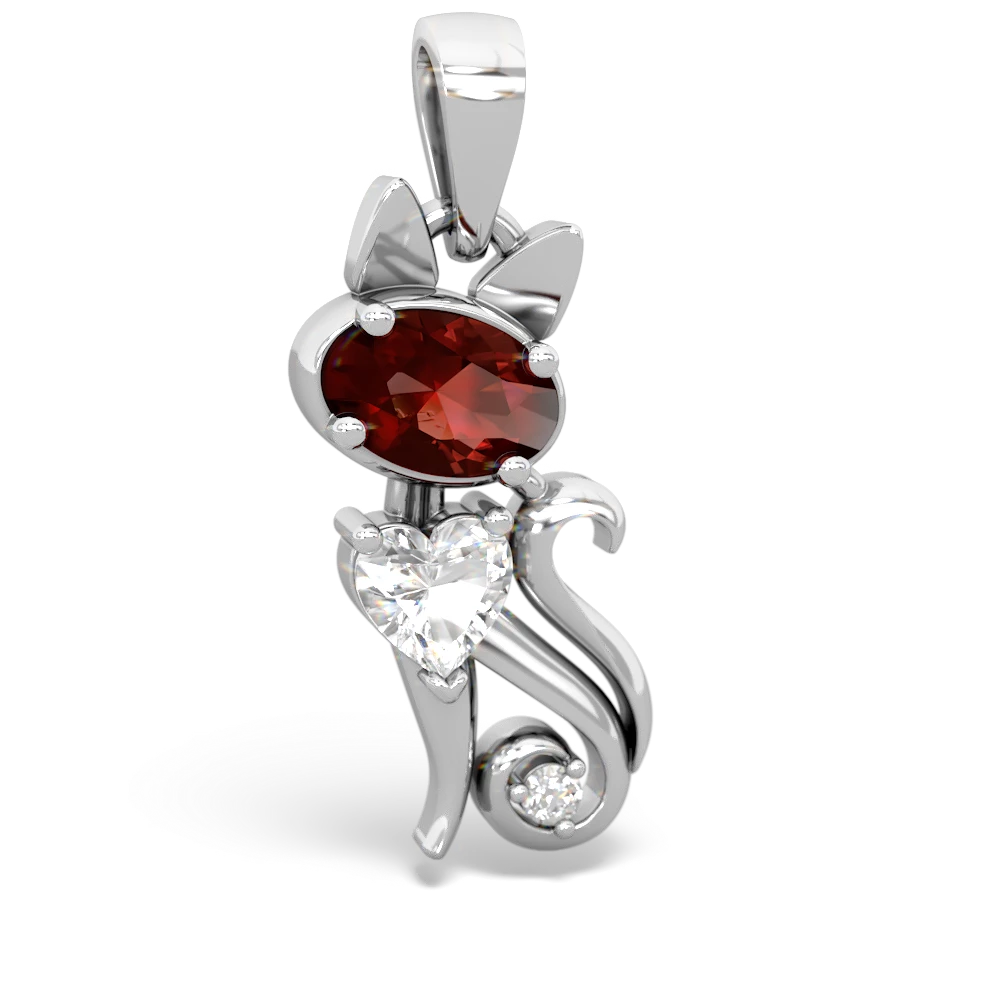 Garnet Kitten 14K White Gold pendant P5780