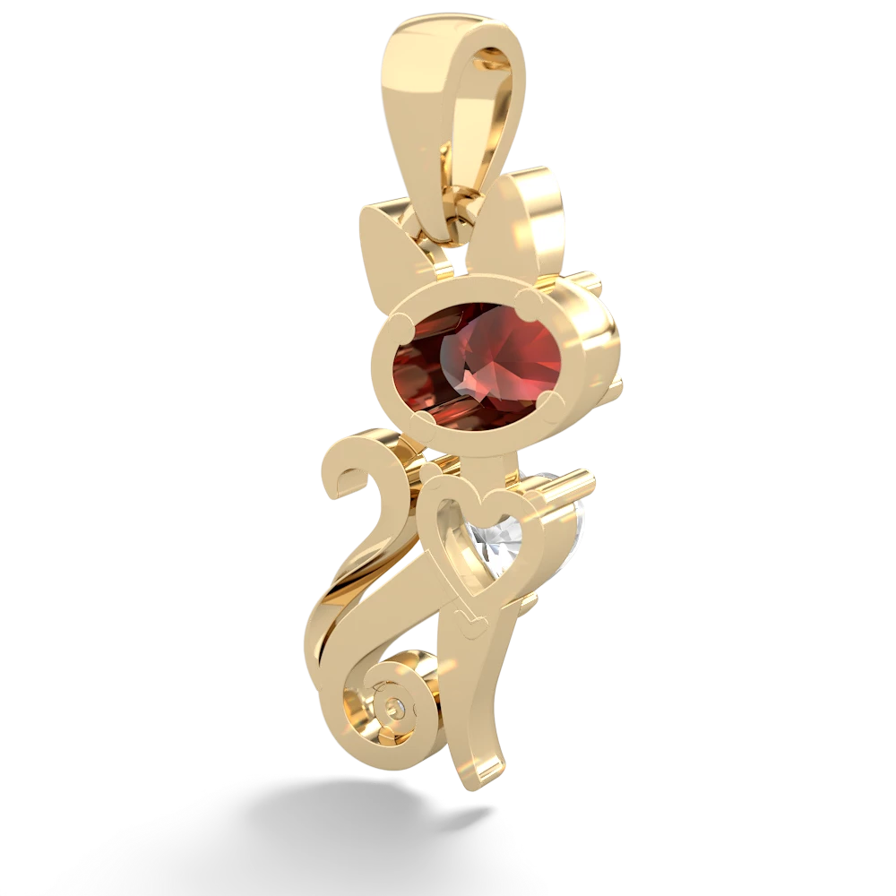 Garnet Kitten 14K Yellow Gold pendant P5780