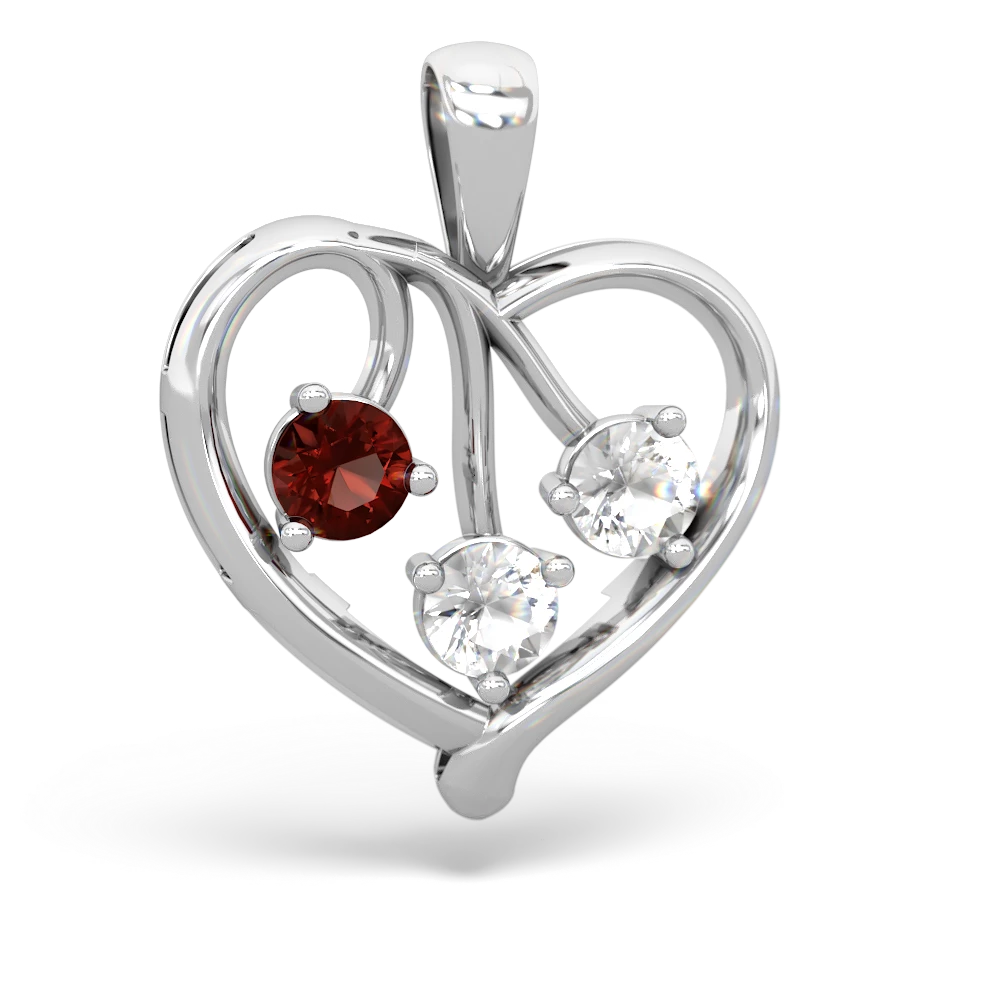 Garnet Glowing Heart 14K White Gold pendant P2233