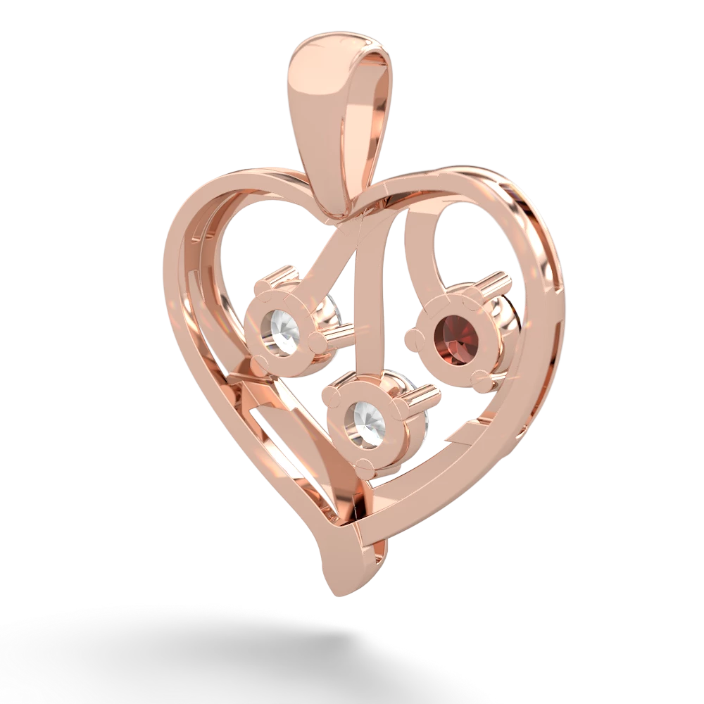 Garnet Glowing Heart 14K Rose Gold pendant P2233