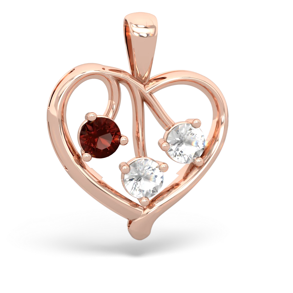 Garnet Glowing Heart 14K Rose Gold pendant P2233