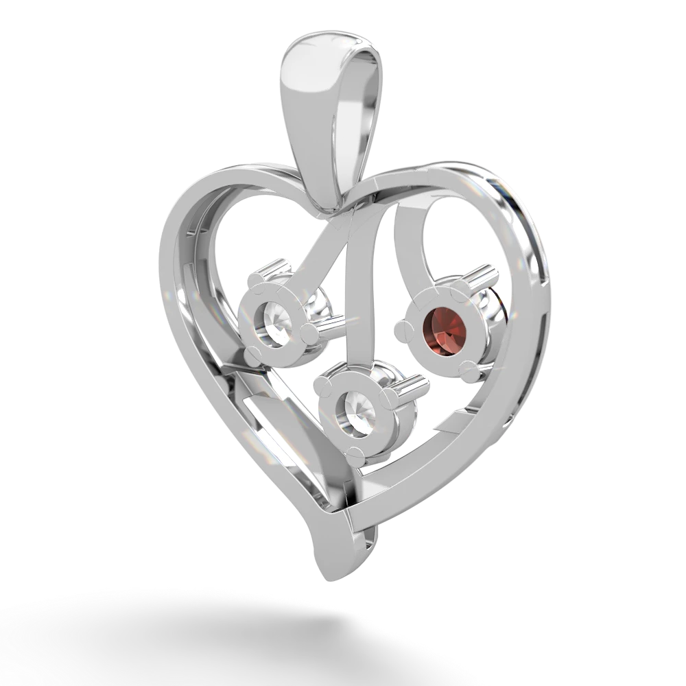 Garnet Glowing Heart 14K White Gold pendant P2233