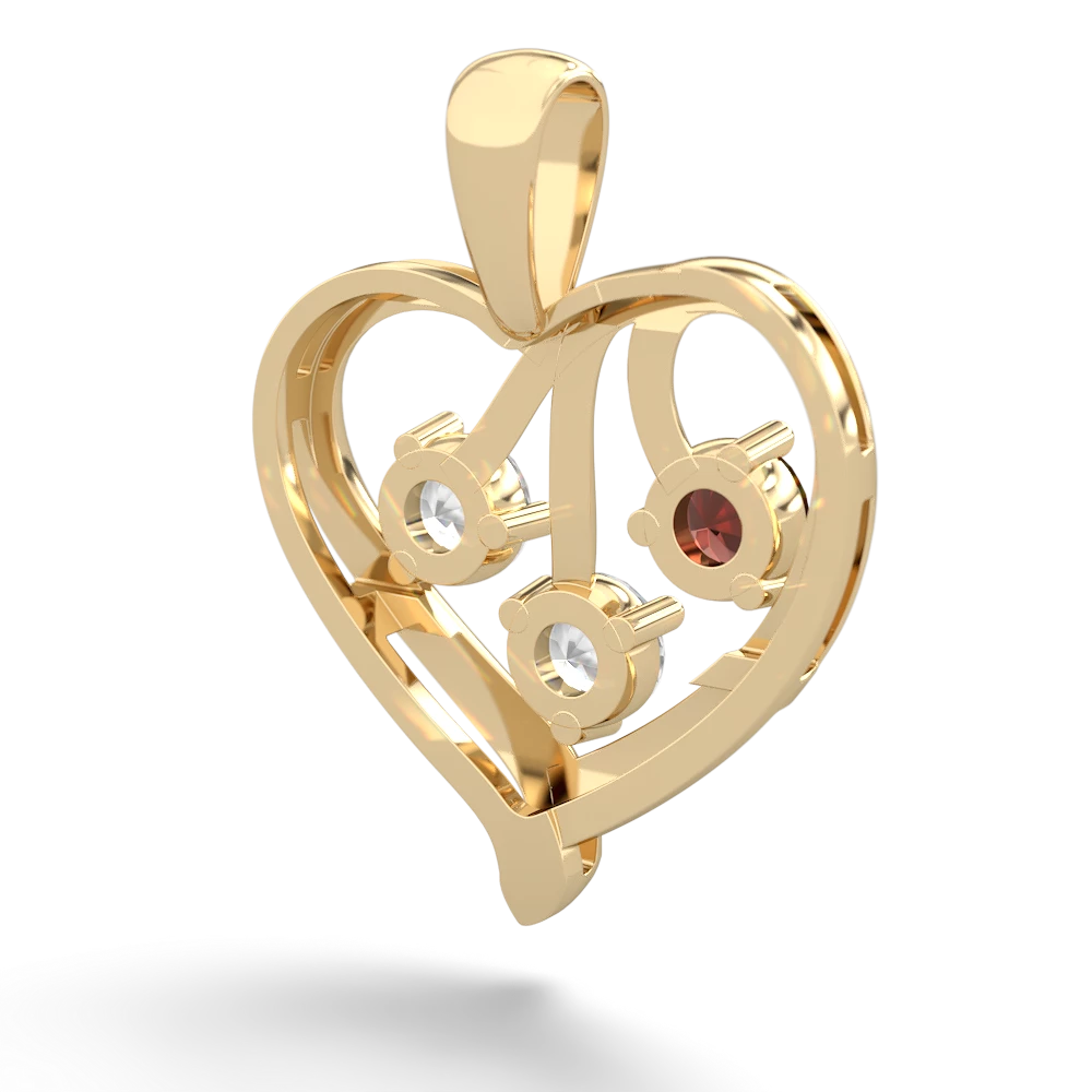 Garnet Glowing Heart 14K Yellow Gold pendant P2233