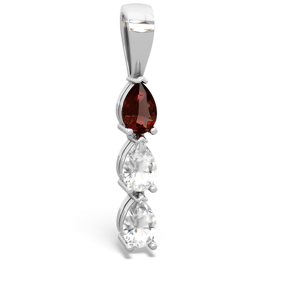 Garnet Dew Drops 14K White Gold pendant P2251