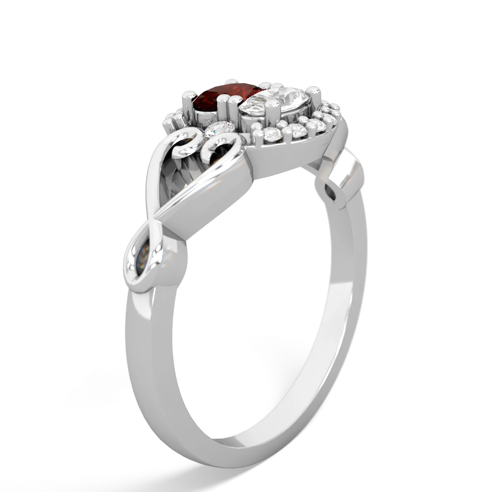 Garnet Love Nest 14K White Gold ring R5860