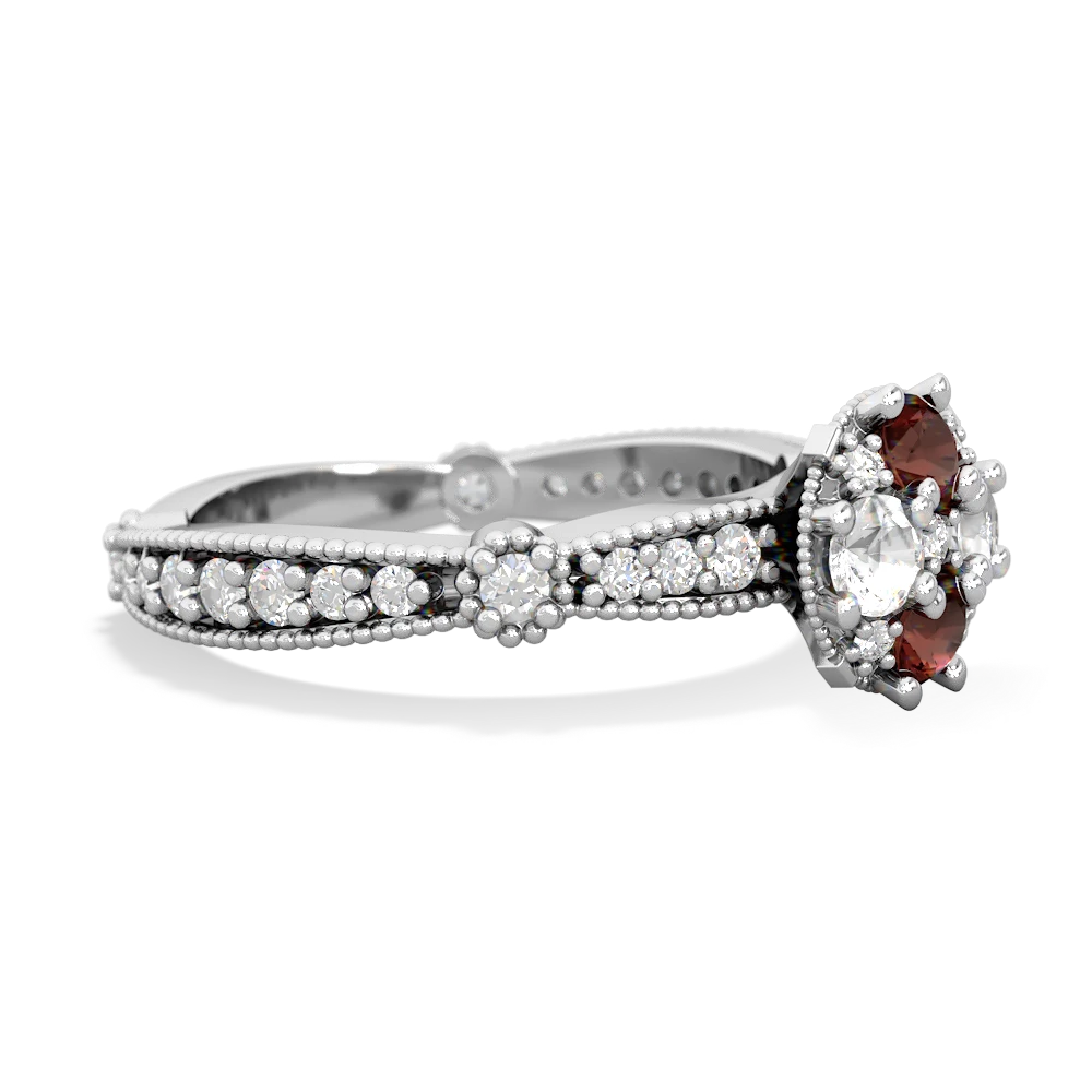 Garnet Sparkling Tiara Cluster 14K White Gold ring R26293RD