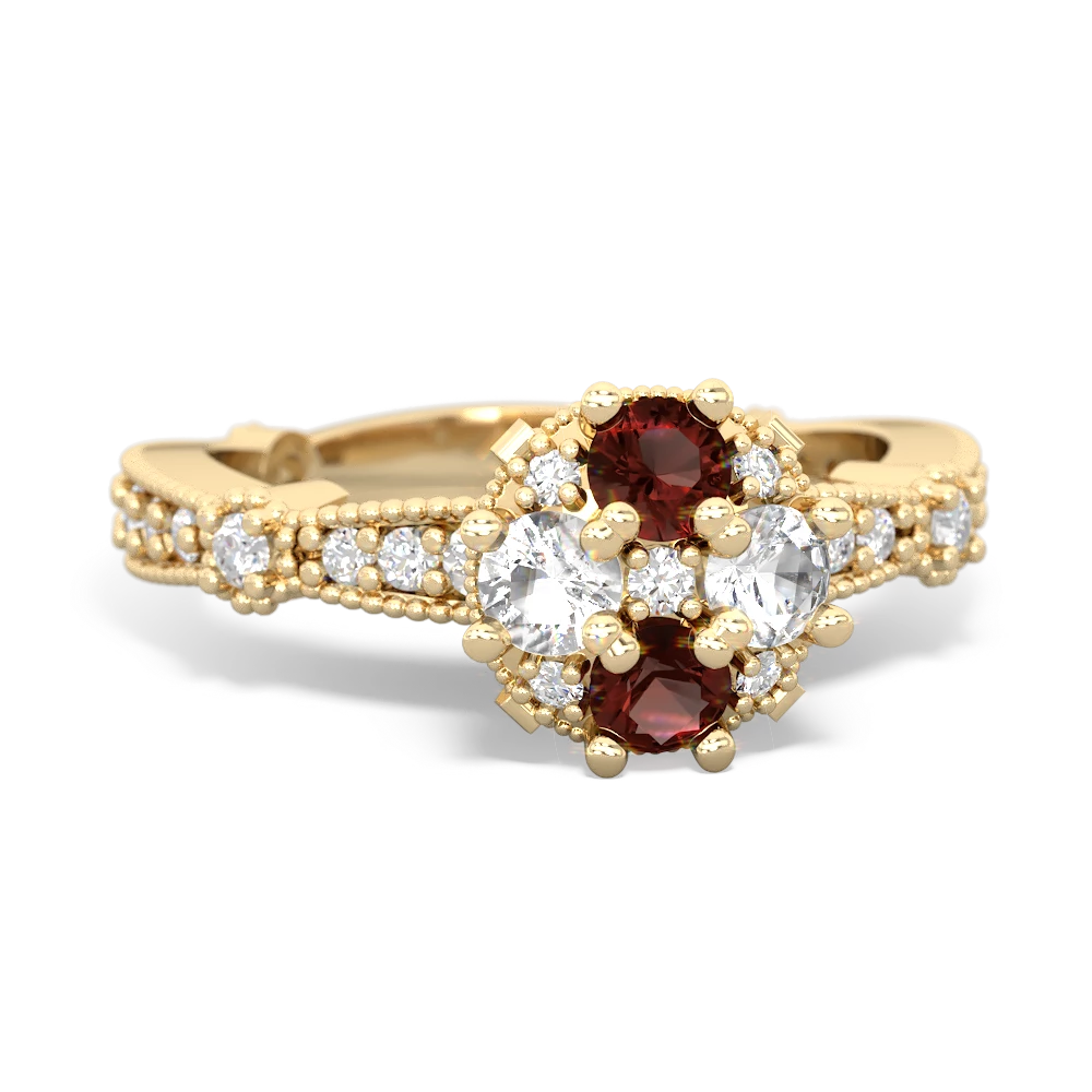 Garnet Sparkling Tiara Cluster 14K Yellow Gold ring R26293RD