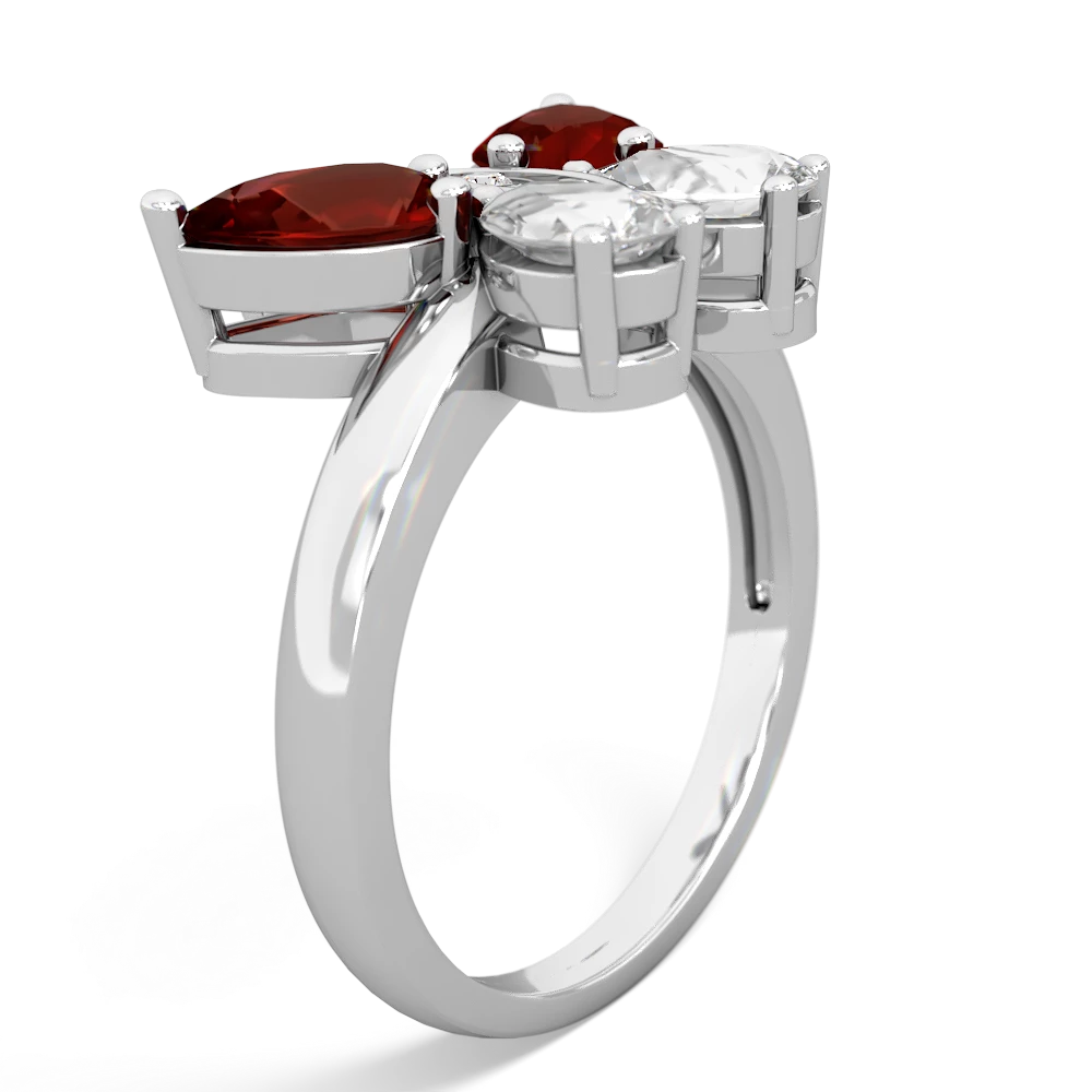 Garnet Butterfly 14K White Gold ring R2215